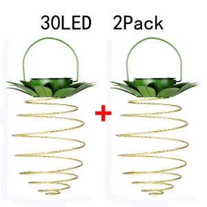 2 Pcs 30 LED Solar Pineapple Lantern | Outdoor LED Decorative Hanging Light | Waterproof Iron Art | Solar-Powered Garden String Light