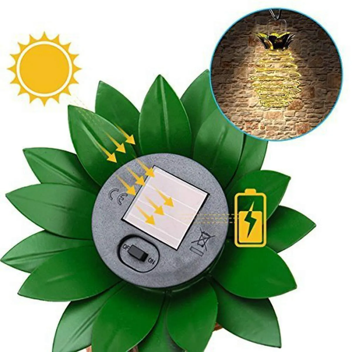 2 Pcs 60 LED Solar Pineapple Lantern | Outdoor LED Decorative Hanging Light | Waterproof Iron Art | Solar-Powered Garden String Light