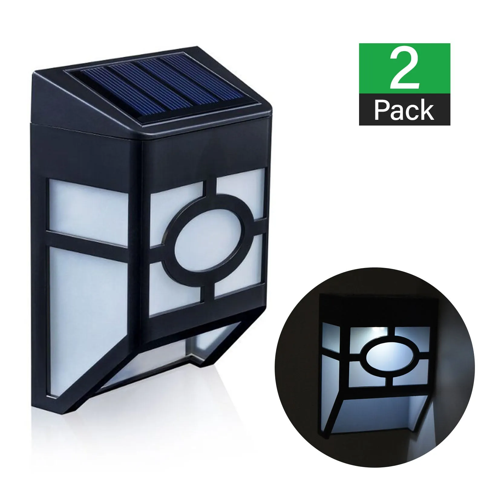2 x Fence Lights Solar Powered LED | Waterproof | Outdoor | Garden | Patio | Wall | Pathway