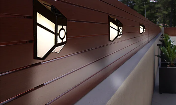 2 x Fence Lights Solar Powered LED | Waterproof | Outdoor | Garden | Patio | Wall | Pathway
