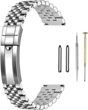 20mm 22mm Quick Release Jubilee Watch Band for Men Women Screw-In Stainless Steel Watch Bracelet Metal Watch Bands With Curved Lug Ends Parts Jubilee Bracelet Strap with Diving Buckle