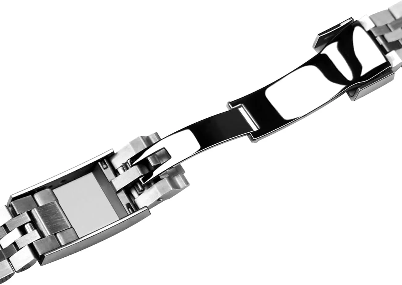 20mm 22mm Quick Release Jubilee Watch Band for Men Women Screw-In Stainless Steel Watch Bracelet Metal Watch Bands With Curved Lug Ends Parts Jubilee Bracelet Strap with Diving Buckle
