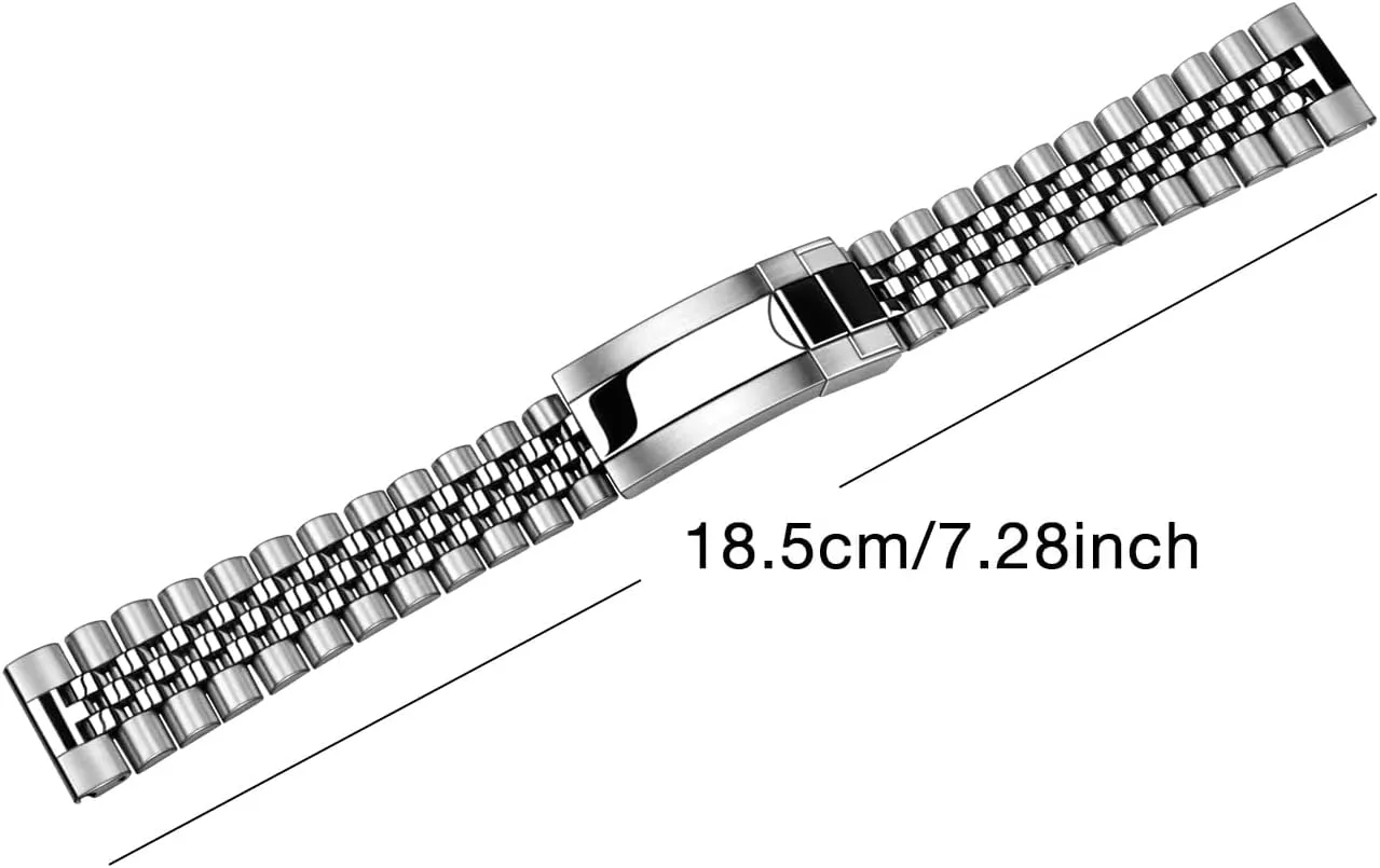 20mm 22mm Quick Release Jubilee Watch Band for Men Women Screw-In Stainless Steel Watch Bracelet Metal Watch Bands With Curved Lug Ends Parts Jubilee Bracelet Strap with Diving Buckle