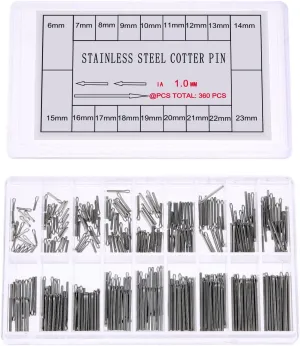 360PCS 6-23mm Watch Band Link Cotter Pin Assortment, Stainless Steel Watch Bracelet Pin for Watch Band Repair Kit Dia. 1.0mm