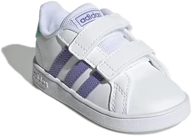 adidas Grand Court CF (Cloud White/Light Purple/Pulse Mint, US Footwear Size System, Infant, Numeric, Medium, 8.5)