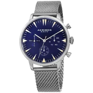 Akribos Xxiv Blue Dial Stainless Steel Mesh Men's Watch AK1027BU