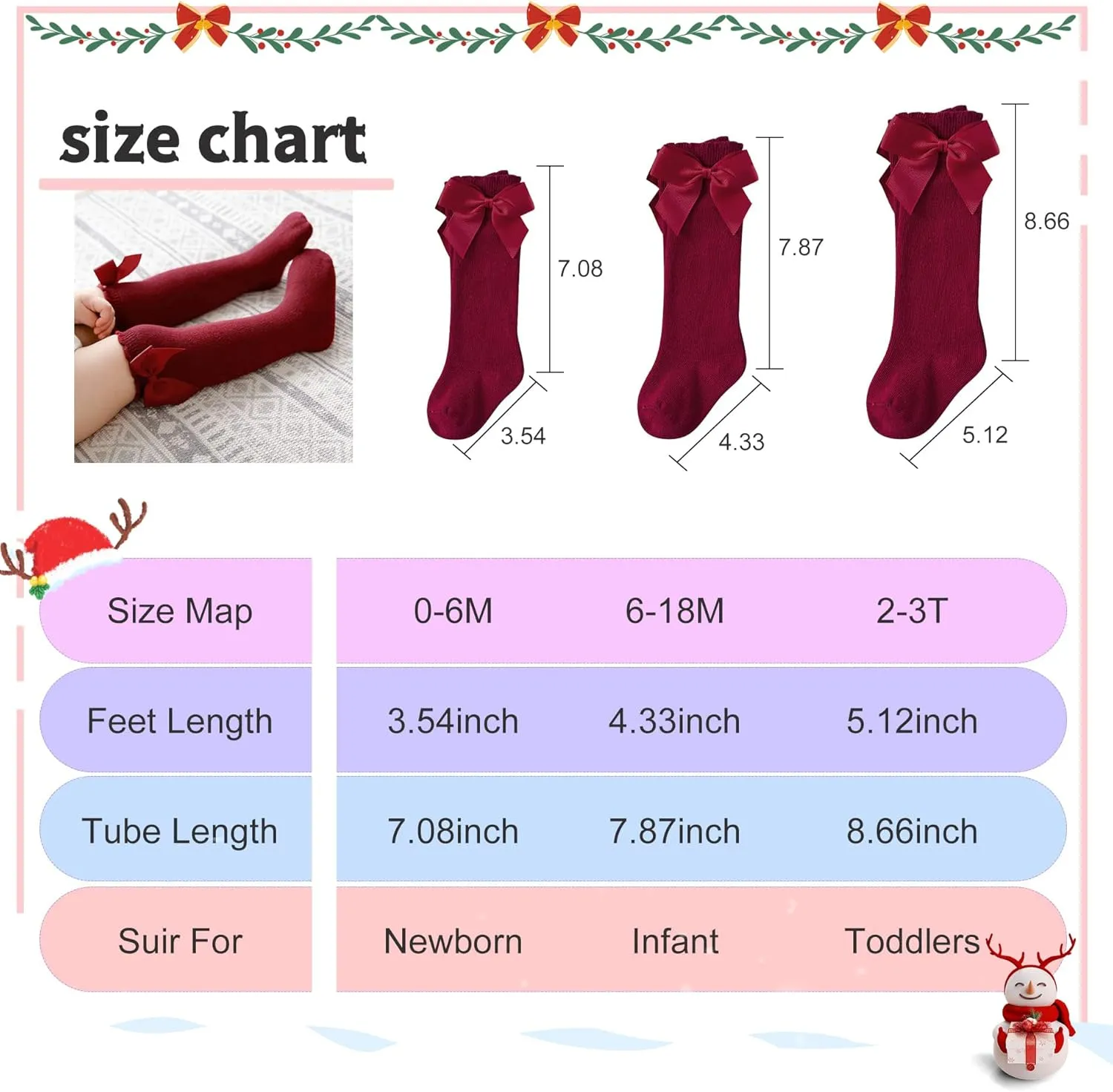 American Trends Baby Knee High Socks - Girls & Boys Newborn to Toddlers - Ruffled Tube Socks