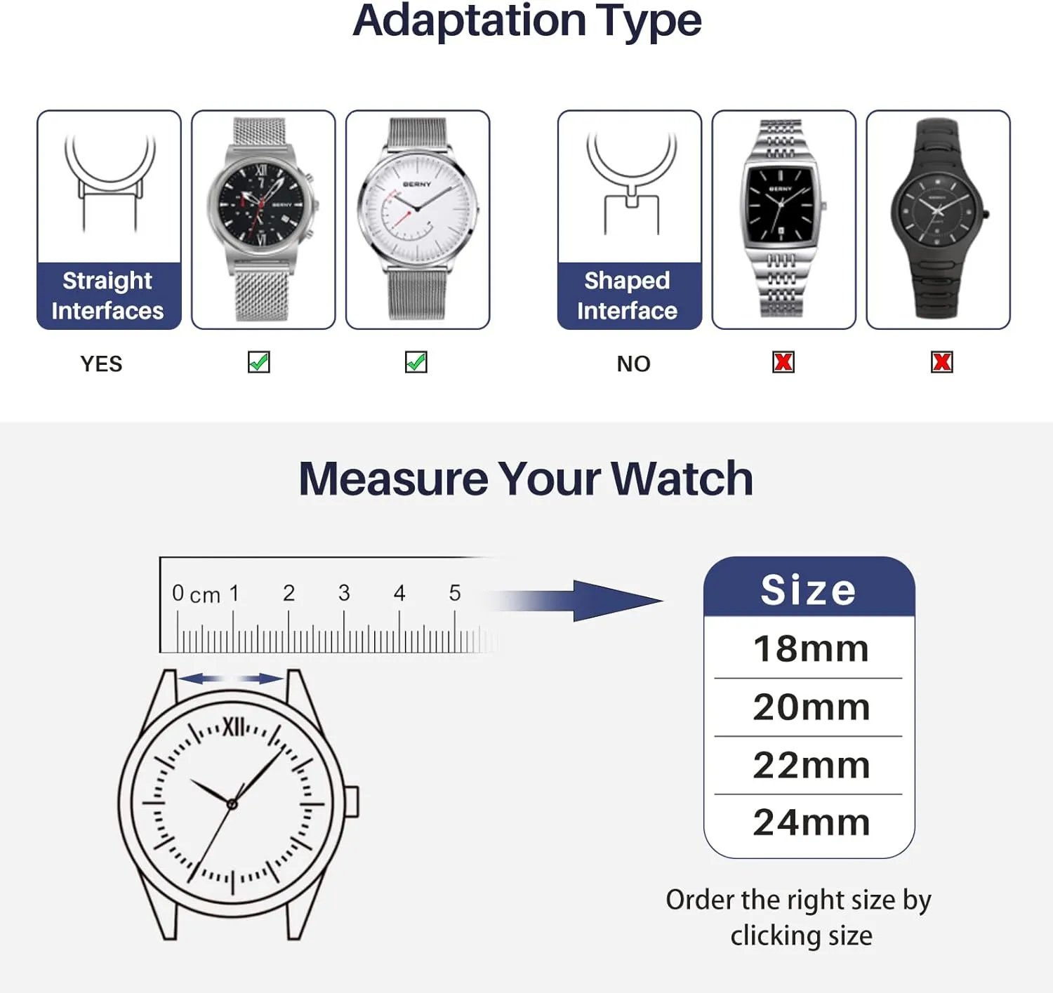BERNY Stainless Steel Mesh Watch Band for Men Women, Quick Release Adjustable Milanese Watch Straps, Solid Metal Watch Bracelet with Double Safety Clasp Gold Blue