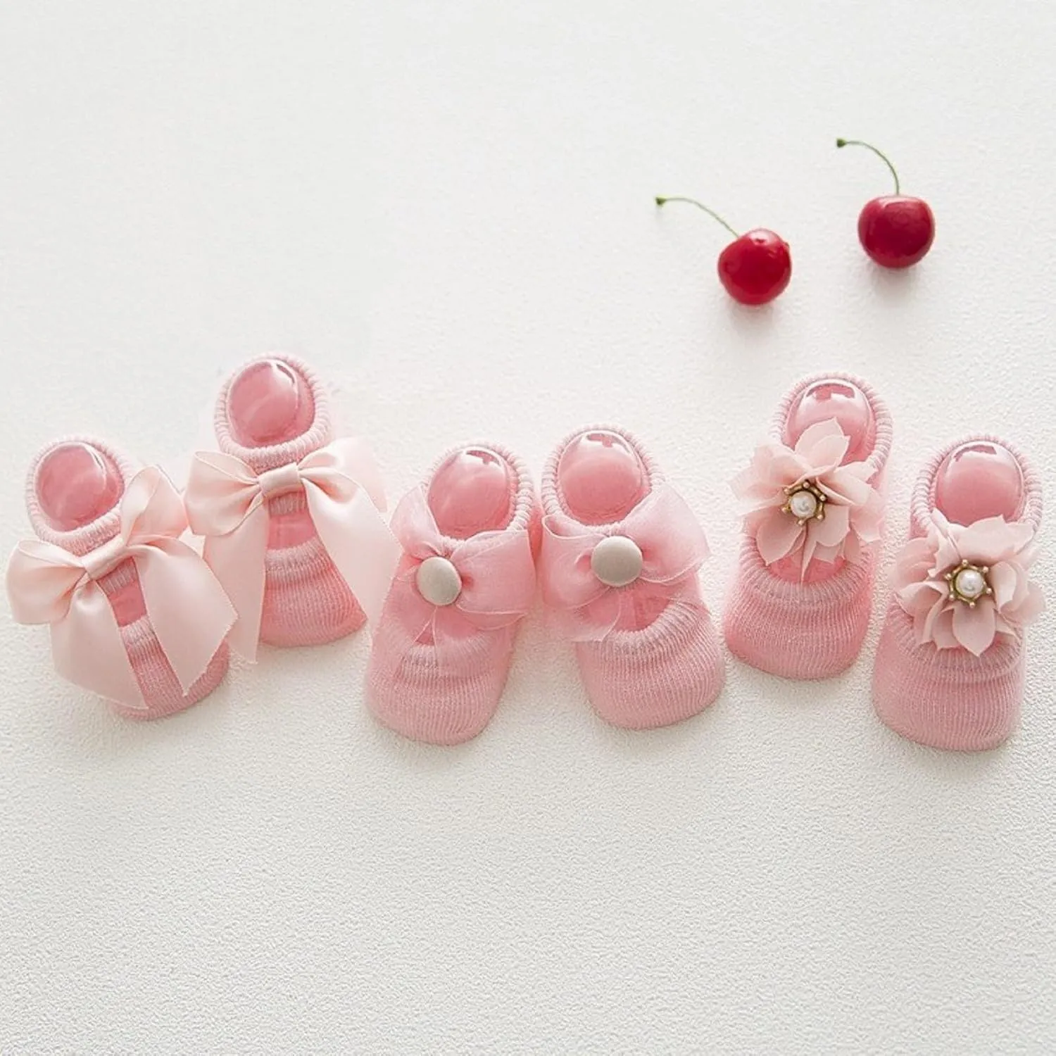 BILIKEYU Newborn Baby Kids Knit Shoes 3 Pairs Flower Closed Toe Cutouts Slip on Infant Boys Girls First Walking