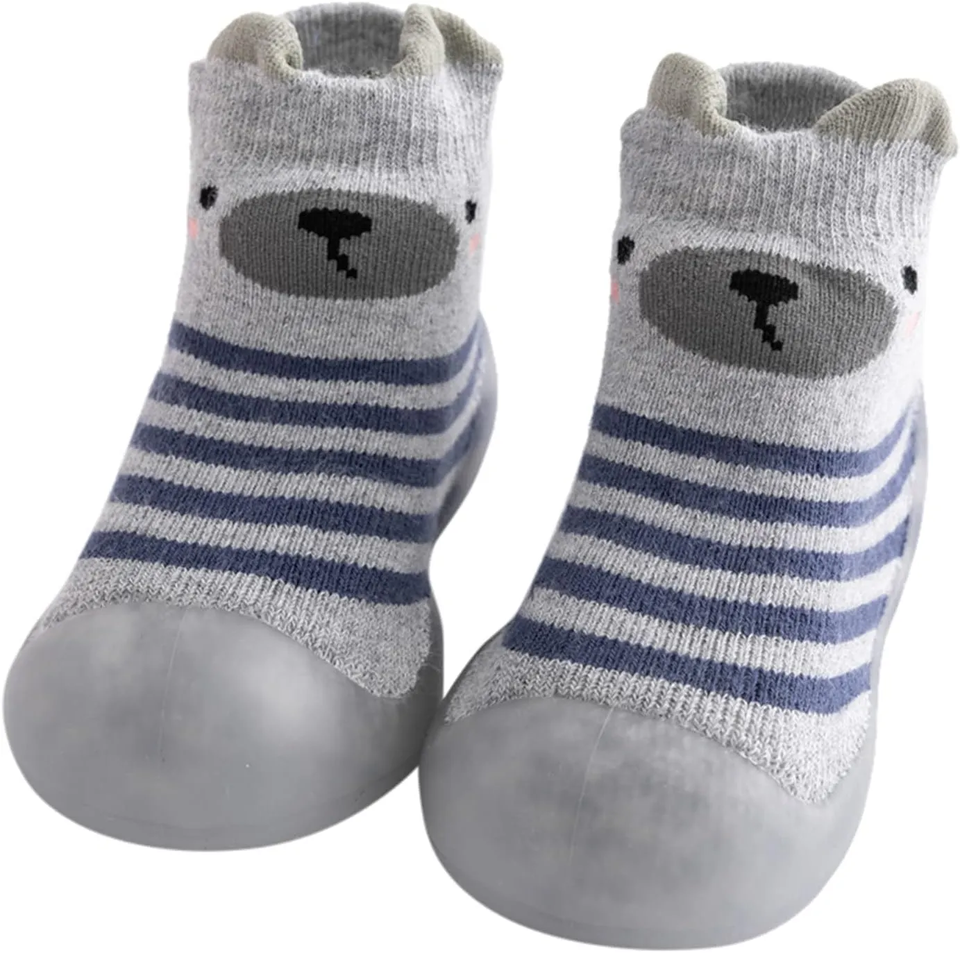 Boys Girls House Shoes Kids Toddler Baby Boys Girls Solid Warm Knit Soft Sole Rubber Shoe Socks Slippers (Grey, 18)