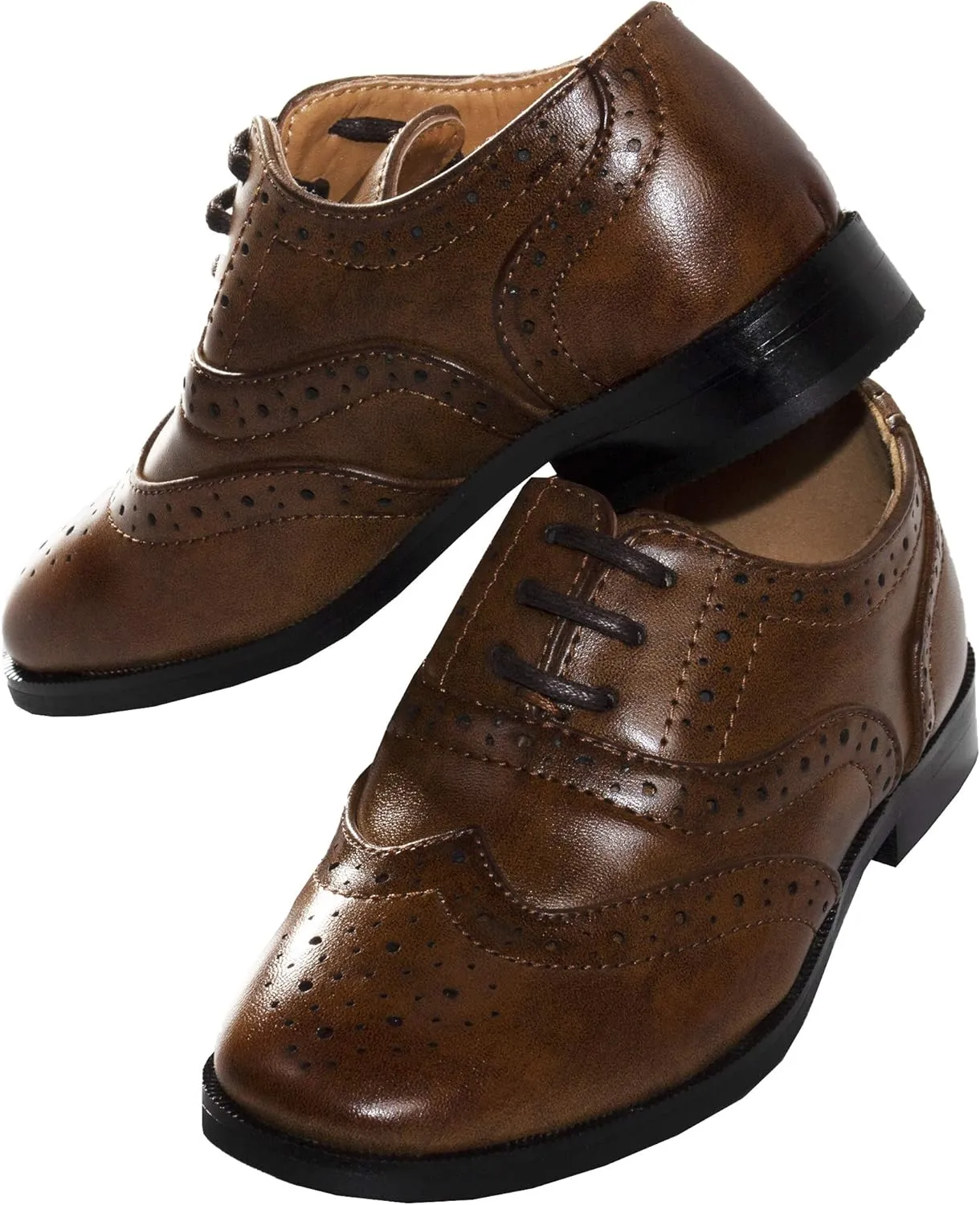 Boys Oxford Pattern Lace Up Formal Dress Shoes for Kids