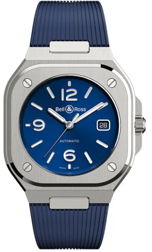 BR Watch BR 5 Auto Blue Steel Rubber