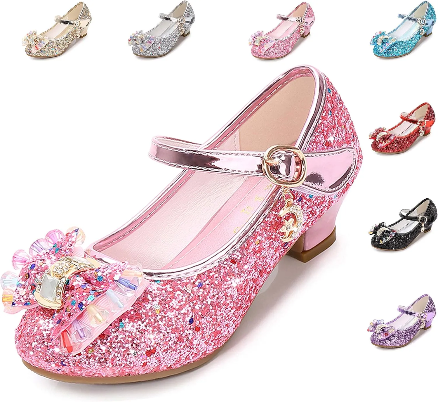 Cadidi Dinos Girls Dress Shoes Wedding Party Heel Mary Jane Princess Flower Shoes (Toddler/Little Kid/Big Kid)