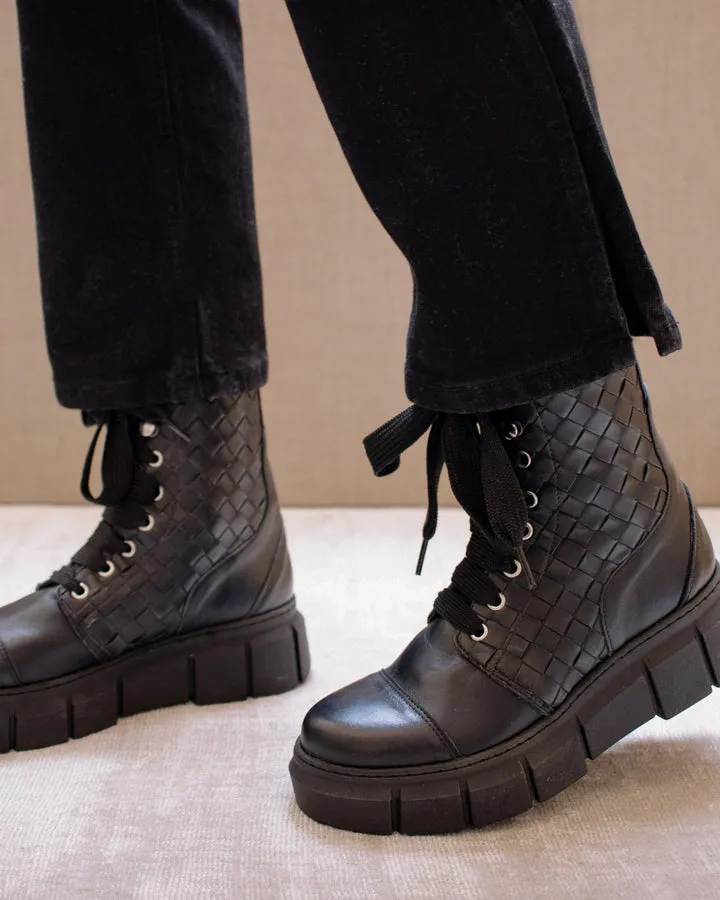 Can Can Black Braided Leather