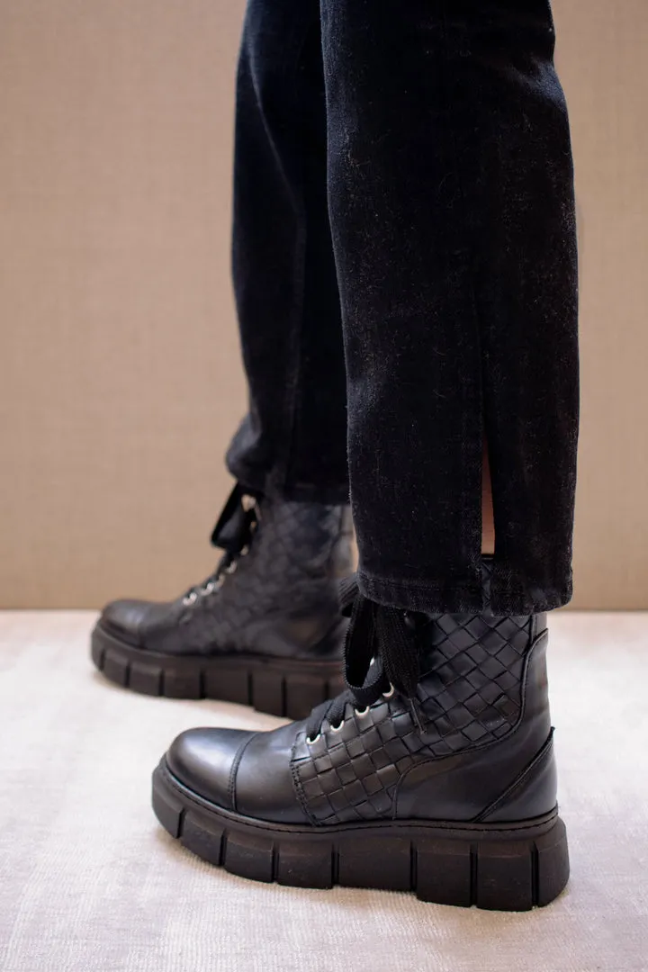 Can Can Black Braided Leather