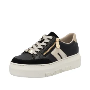 Chunky Sole Side Zip Trainer - Black