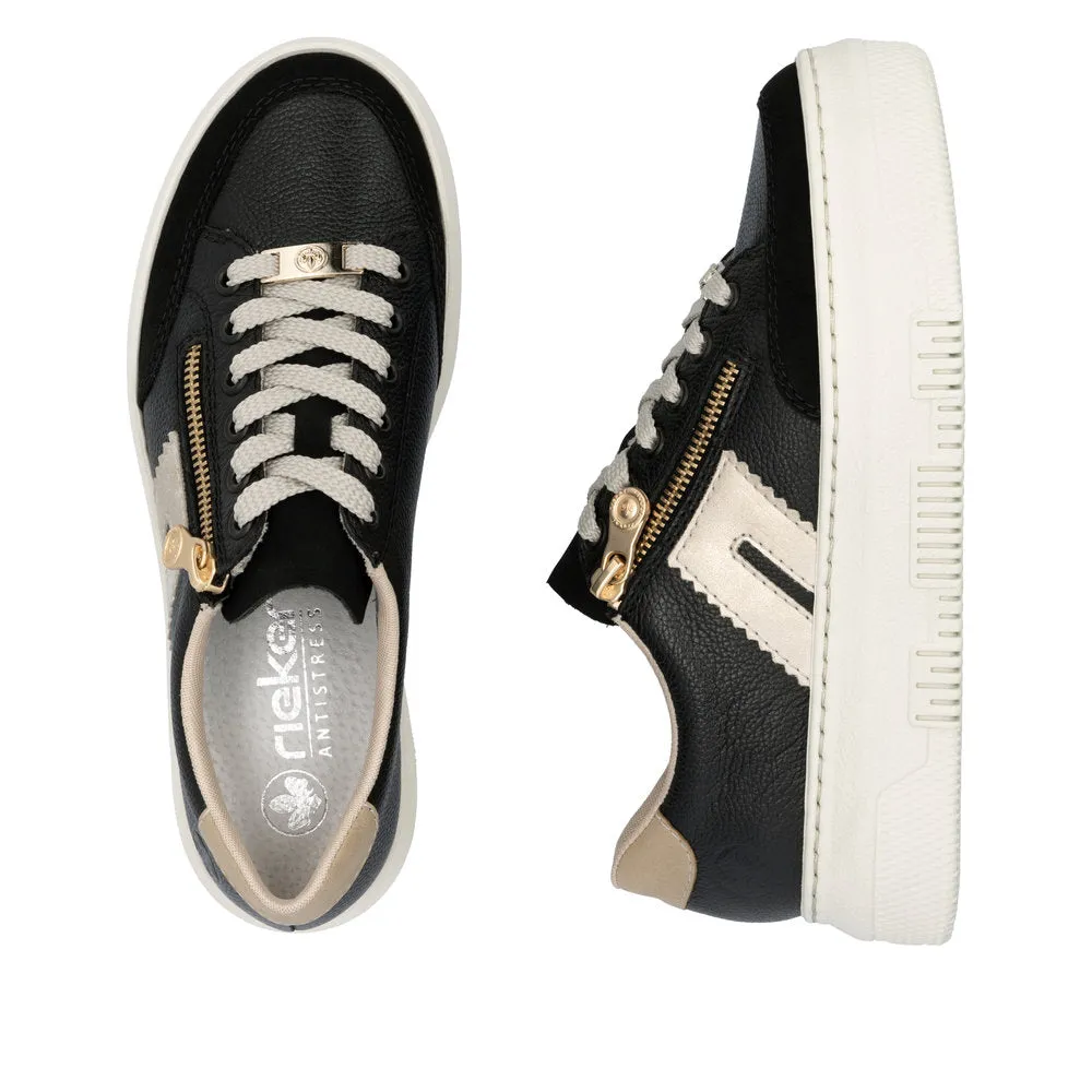 Chunky Sole Side Zip Trainer - Black