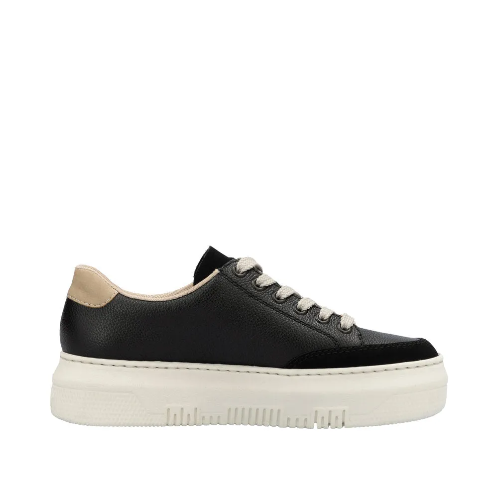 Chunky Sole Side Zip Trainer - Black