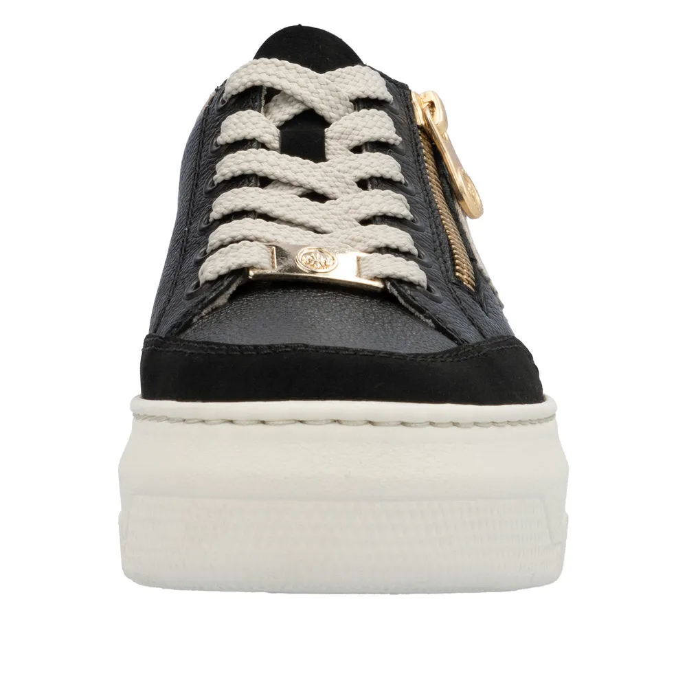 Chunky Sole Side Zip Trainer - Black