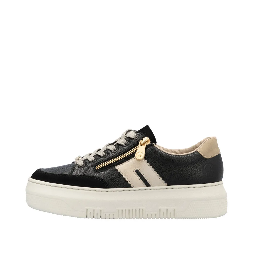Chunky Sole Side Zip Trainer - Black