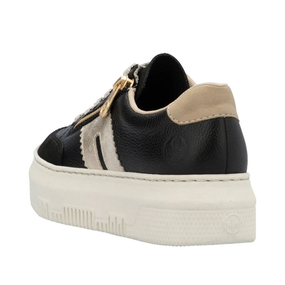 Chunky Sole Side Zip Trainer - Black
