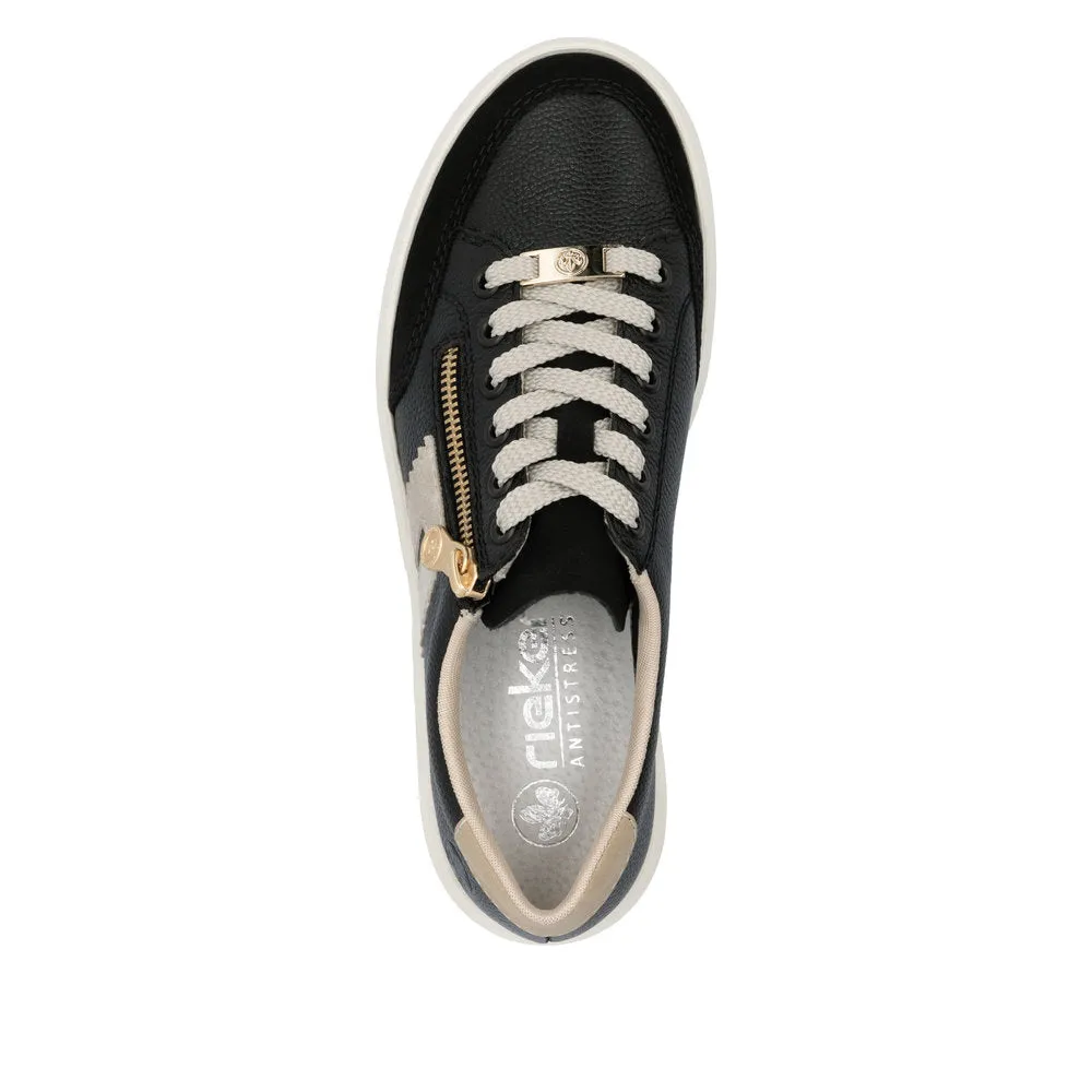 Chunky Sole Side Zip Trainer - Black
