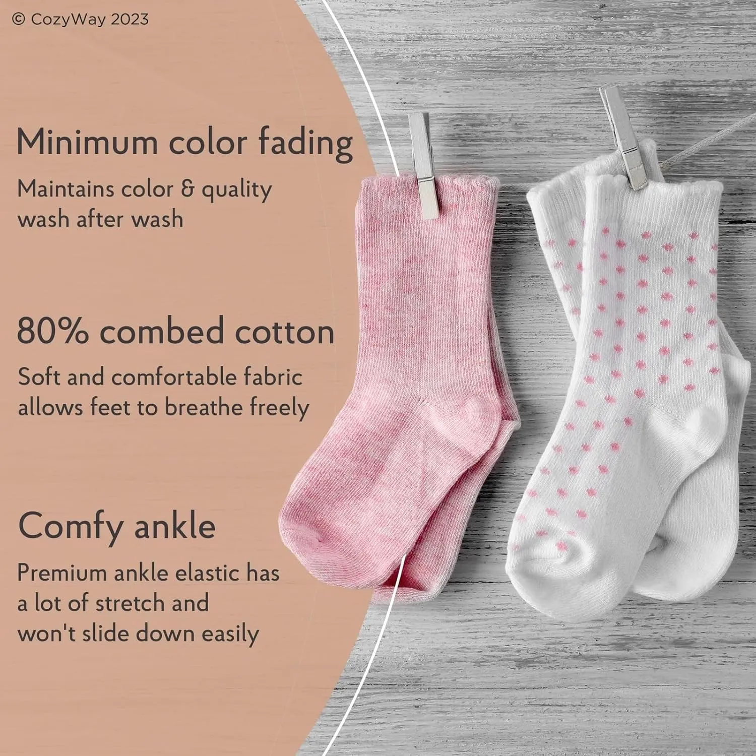 CozyWay Baby & Toddler Socks with Grippers Non Slip Ankle Grip Socks For Boys and Girls Babies - Comfy Soft Cotton - 12 Pack