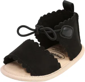 Dots Lace-ups Flat Walking Rubber Sandals Soft Sole Shoes Non-Slip Baby Girls Baby Shoes Little Girls Slides