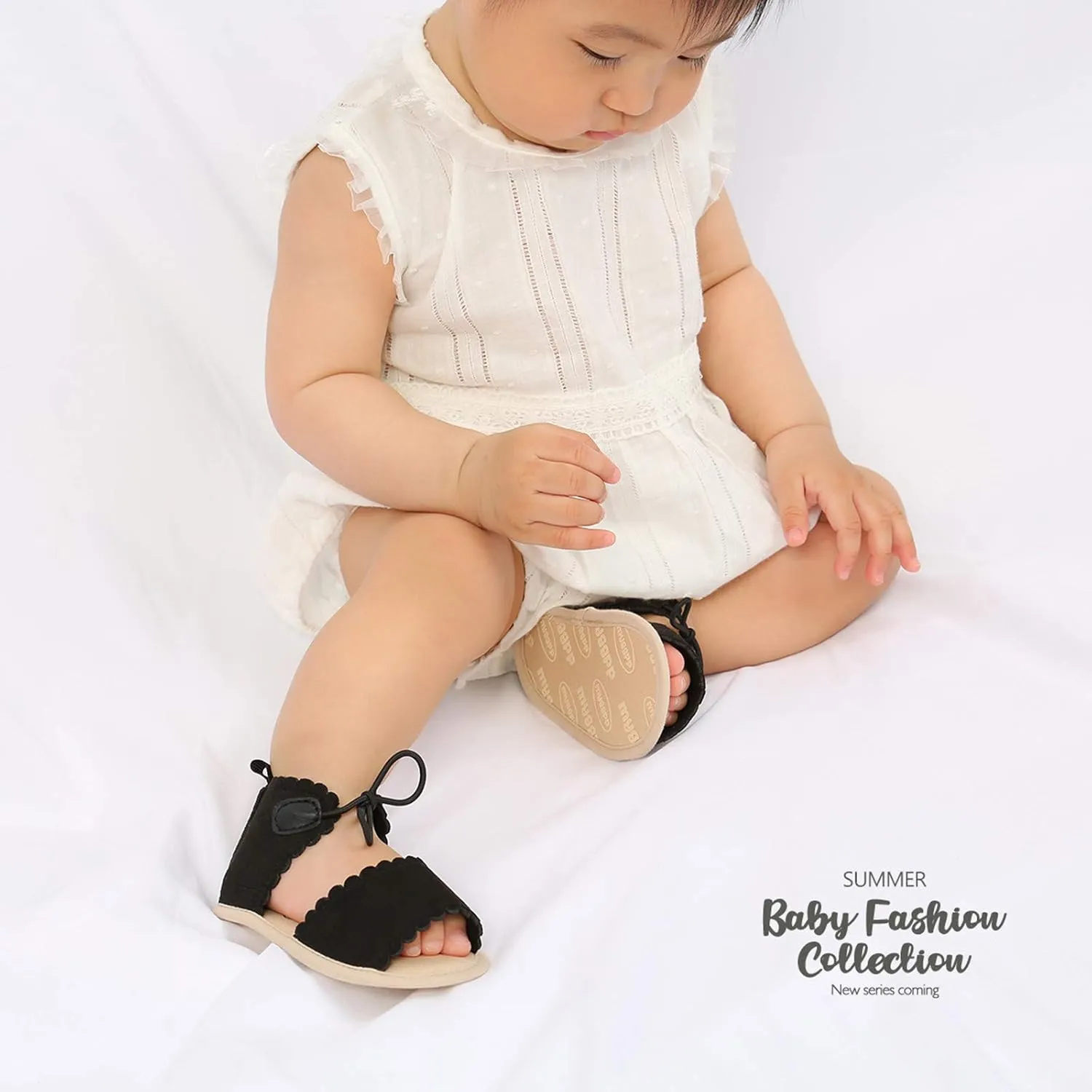 Dots Lace-ups Flat Walking Rubber Sandals Soft Sole Shoes Non-Slip Baby Girls Baby Shoes Little Girls Slides