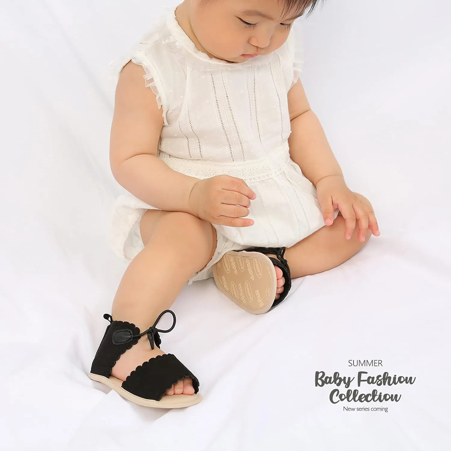 Dots Lace-ups Flat Walking Rubber Sandals Soft Sole Shoes Non-Slip Baby Girls Baby Shoes Little Girls Slides