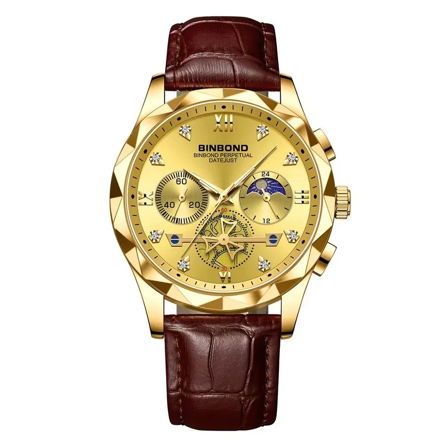 Elegant Quartz T35 Round Crystal Glass Dress Watch