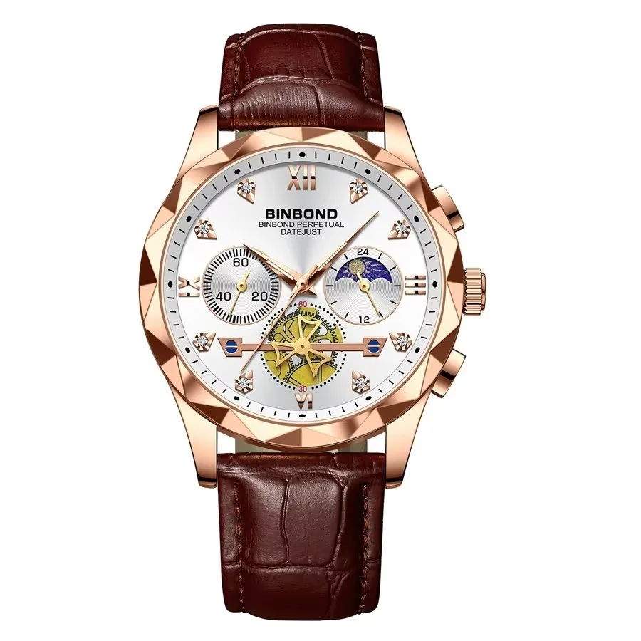 Elegant Quartz T35 Round Crystal Glass Dress Watch