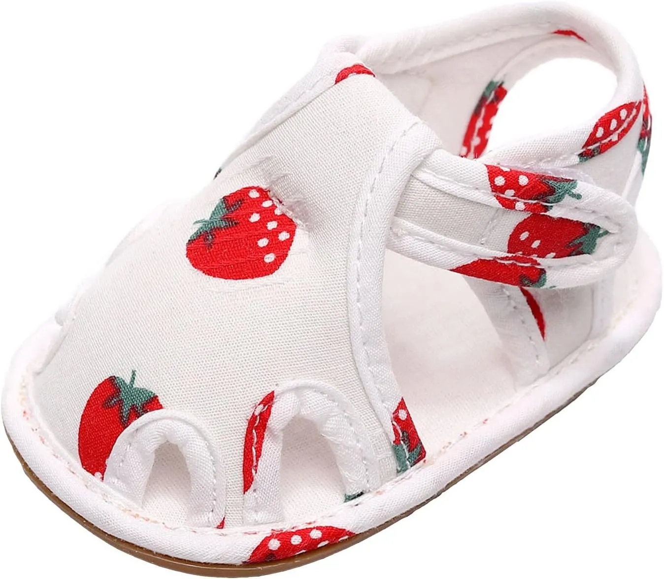 EnJoCho Infant Toddler Shoes Soft Sole Non Slip Toddler Floor Shoes Fruit Strawberry Print Sandals Toddler Walking Shoes (Red, 0Months)