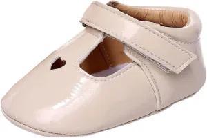 EnJoCho Infant Toddler Shoes Soft Sole Non Slip Toddler Floor Shoes Love Breathable Sandals Toddler Princess Shoes (Beige, 9Months)