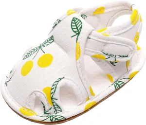EnJoCho Sport Shoes for Baby Infant Toddler Shoes Soft Sole Non Slip Toddler Floor Shoes Fruit Cherry Print Sandals (Yellow, 0Months)