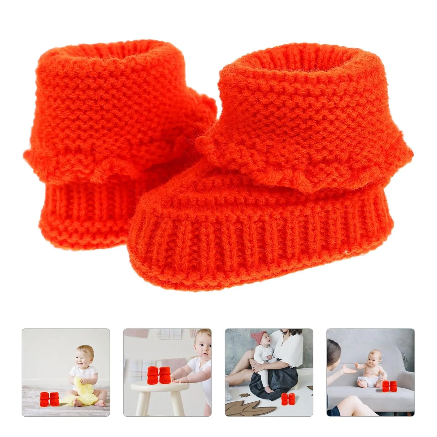 EXCEART Infant Crochet Shoes Newborn Woolen Knitted Booties 10.8cm Length Comfortable for Boys and Girls