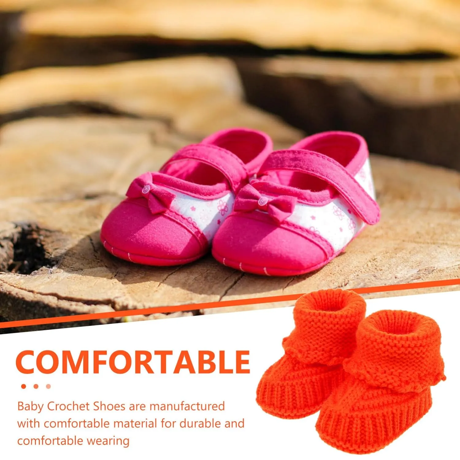 EXCEART Infant Crochet Shoes Newborn Woolen Knitted Booties 10.8cm Length Comfortable for Boys and Girls