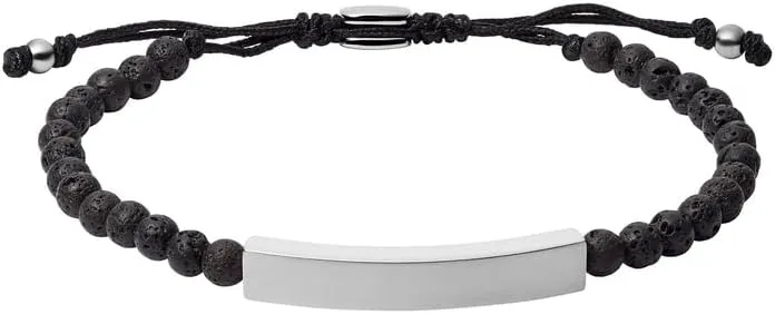 Fossil Men's Plated Stainless Steel Engravable Personalized Gift ID, Chain or Cuff Bracelet for Men