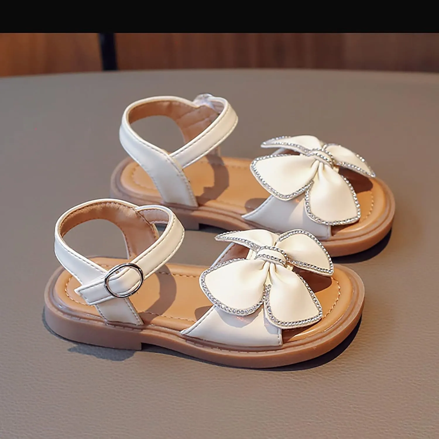 Girls' Bowknot Water Diamond Sandals Summer New Korean Edition Girls' Princess Shoes Baby Soft Sole Girl Summer Sandals