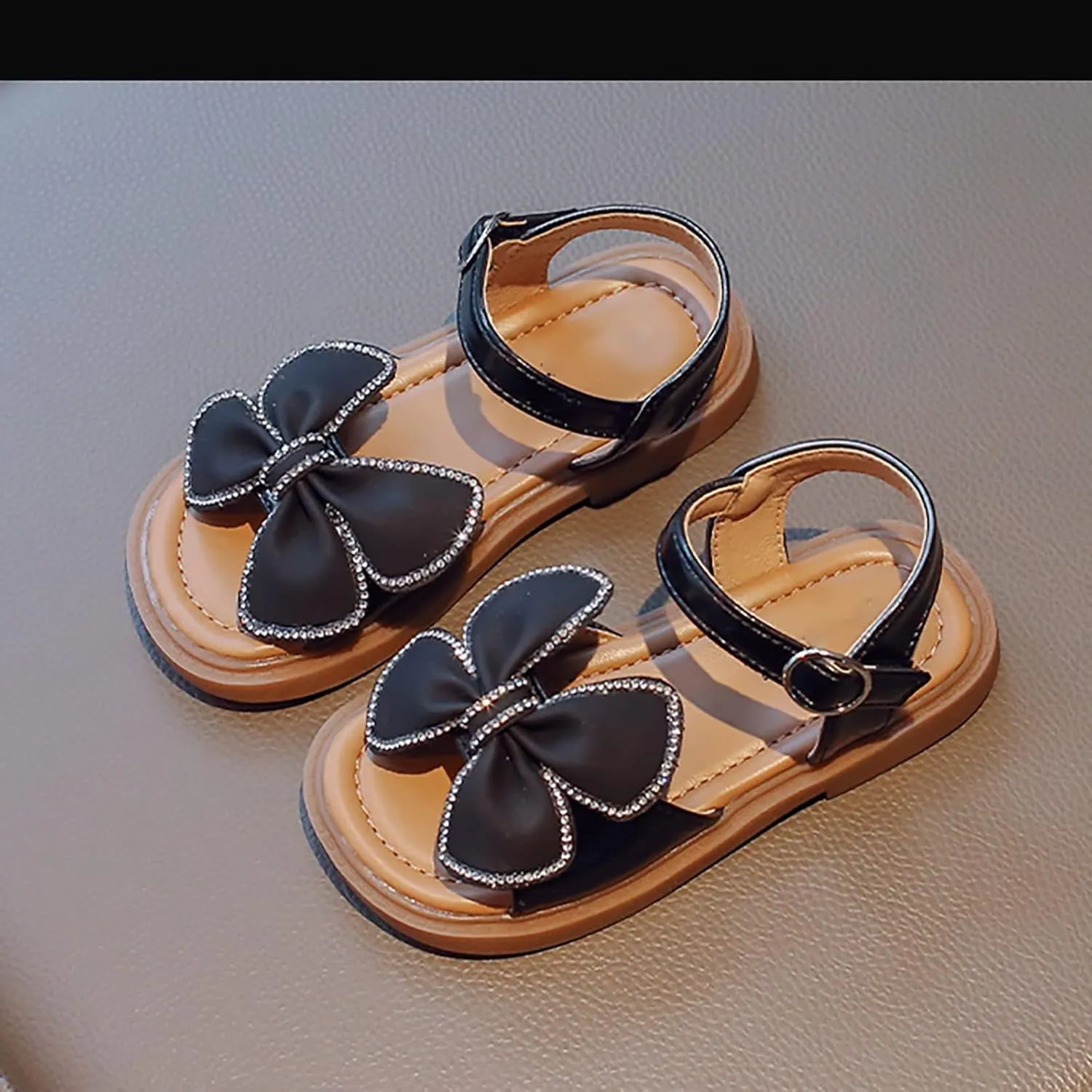 Girls' Bowknot Water Diamond Sandals Summer New Korean Edition Girls' Princess Shoes Baby Soft Sole Girl Summer Sandals