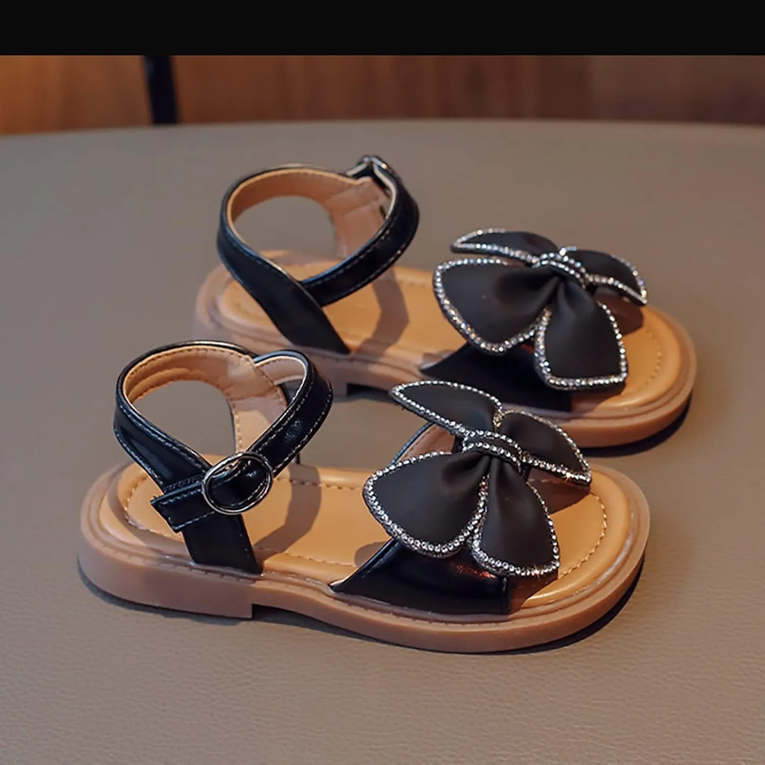 Girls' Bowknot Water Diamond Sandals Summer New Korean Edition Girls' Princess Shoes Baby Soft Sole Girl Summer Sandals