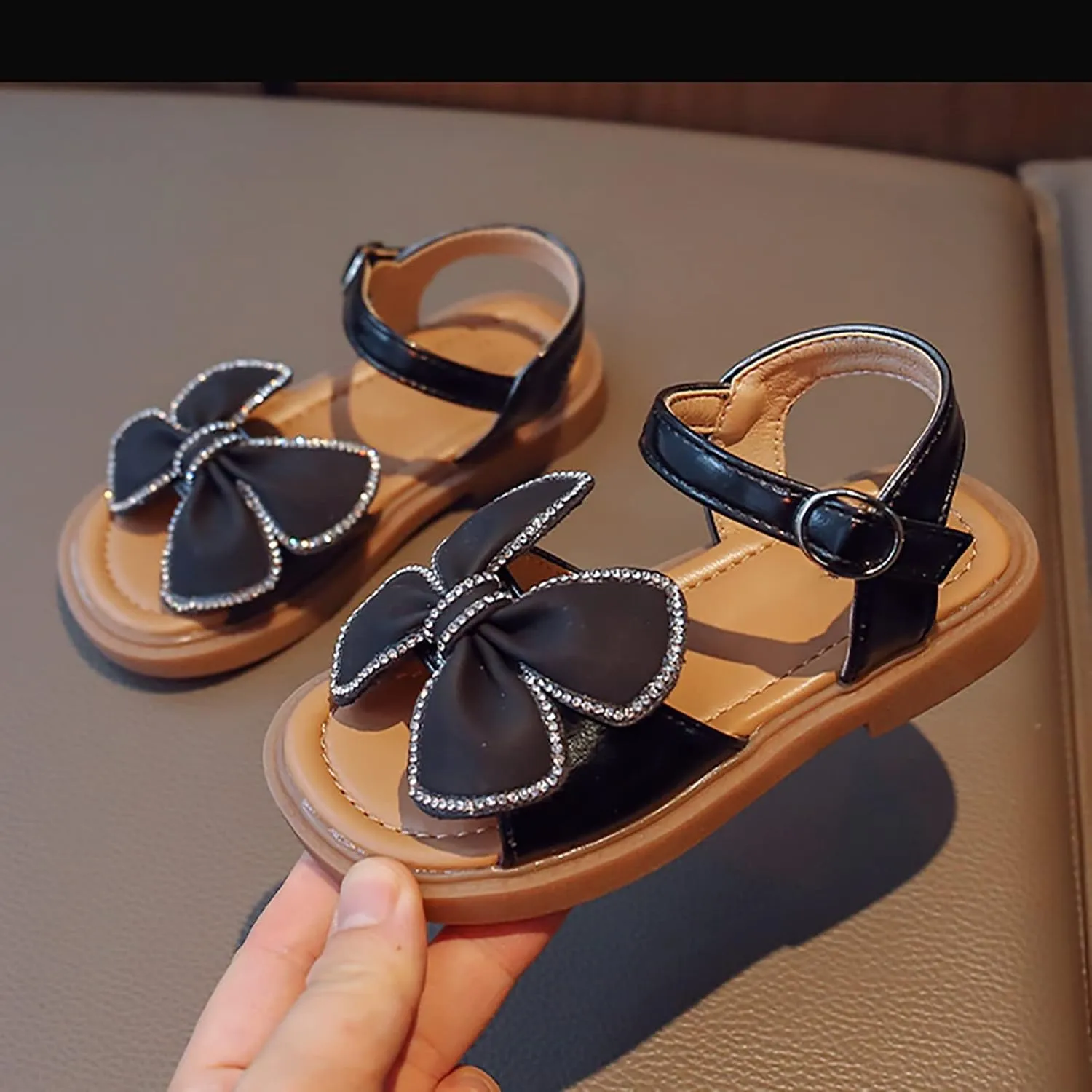 Girls' Bowknot Water Diamond Sandals Summer New Korean Edition Girls' Princess Shoes Baby Soft Sole Girl Summer Sandals