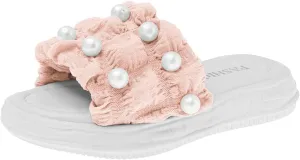 Girls PU Sandals Summer Outdoor Closed Toe Soft Rubber Sole Beach Water Shoes Dress Princess Slides for Girls Size 6