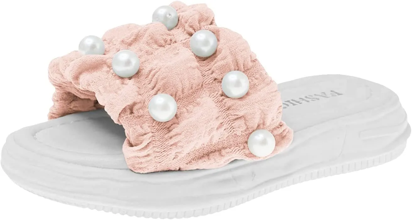 Girls PU Sandals Summer Outdoor Closed Toe Soft Rubber Sole Beach Water Shoes Dress Princess Slides for Girls Size 6