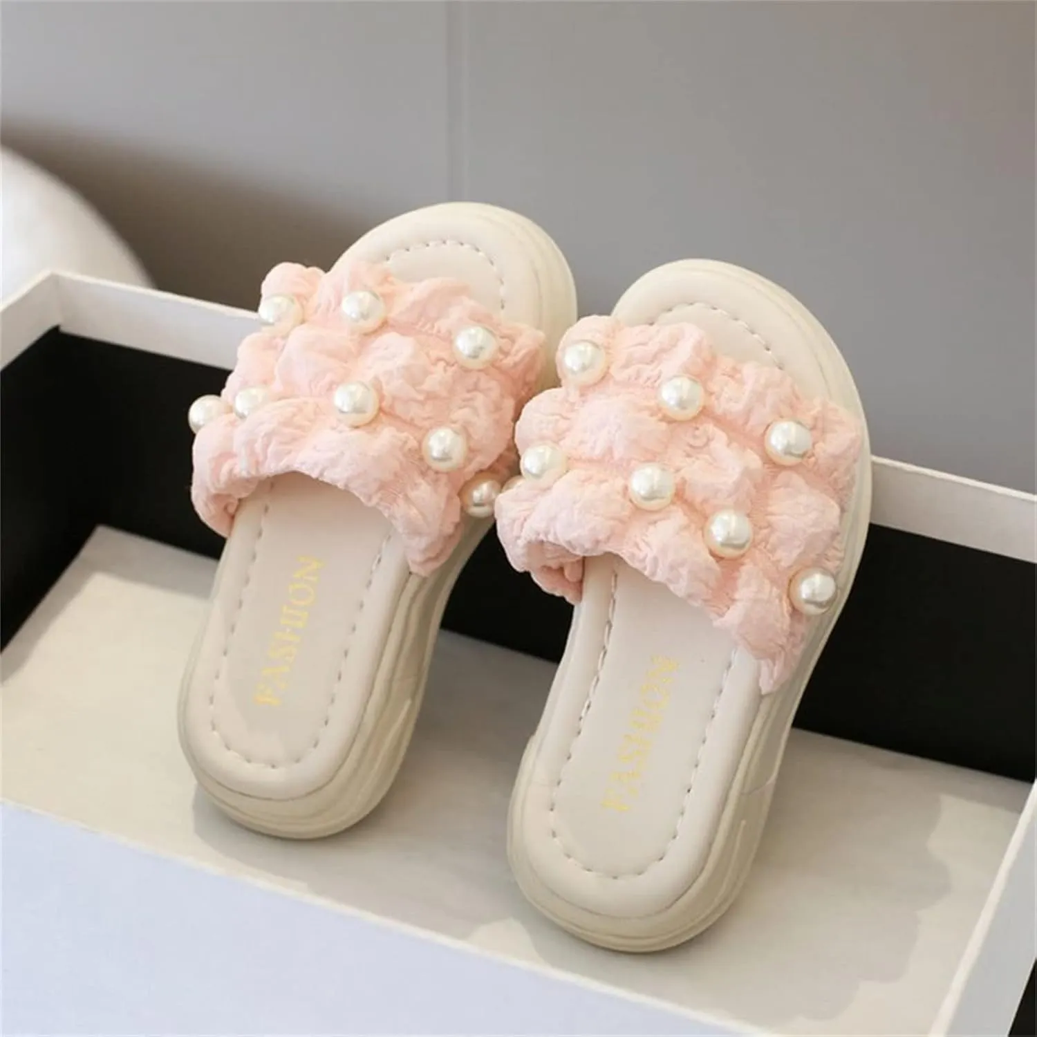 Girls PU Sandals Summer Outdoor Closed Toe Soft Rubber Sole Beach Water Shoes Dress Princess Slides for Girls Size 6