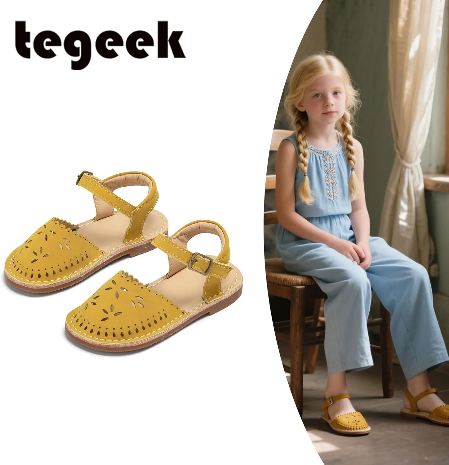 Girls Sandals 3-12 Years | Dressy & Play Shoes | Leather-Like for Outdoor School