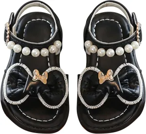 Girls Toddler Sandals Summer Comfort Beach Fashion Shoes Pearl Knot Soft Sole Princess Wedding Dress Sandal