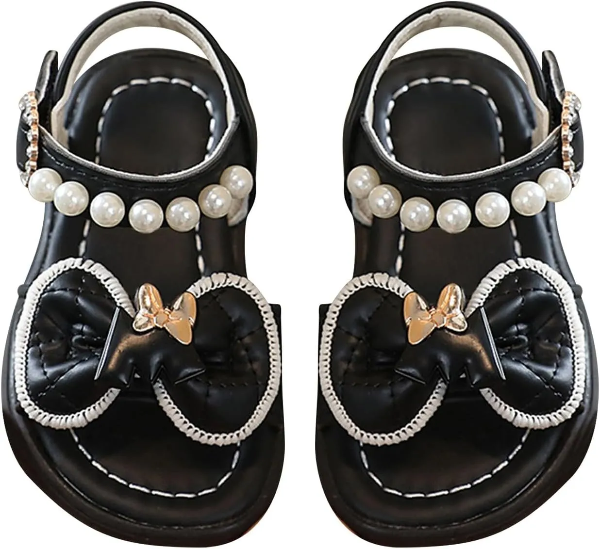 Girls Toddler Sandals Summer Comfort Beach Fashion Shoes Pearl Knot Soft Sole Princess Wedding Dress Sandal