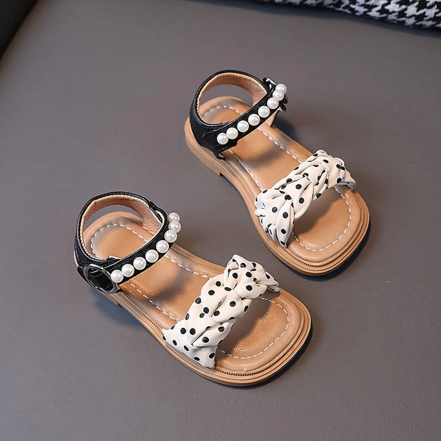 Infant Baby Toddler Girl Casual Buckle Sandal Open Toe Ruffle Dot Bow Flower Dress Soft Sole Beach Shoes