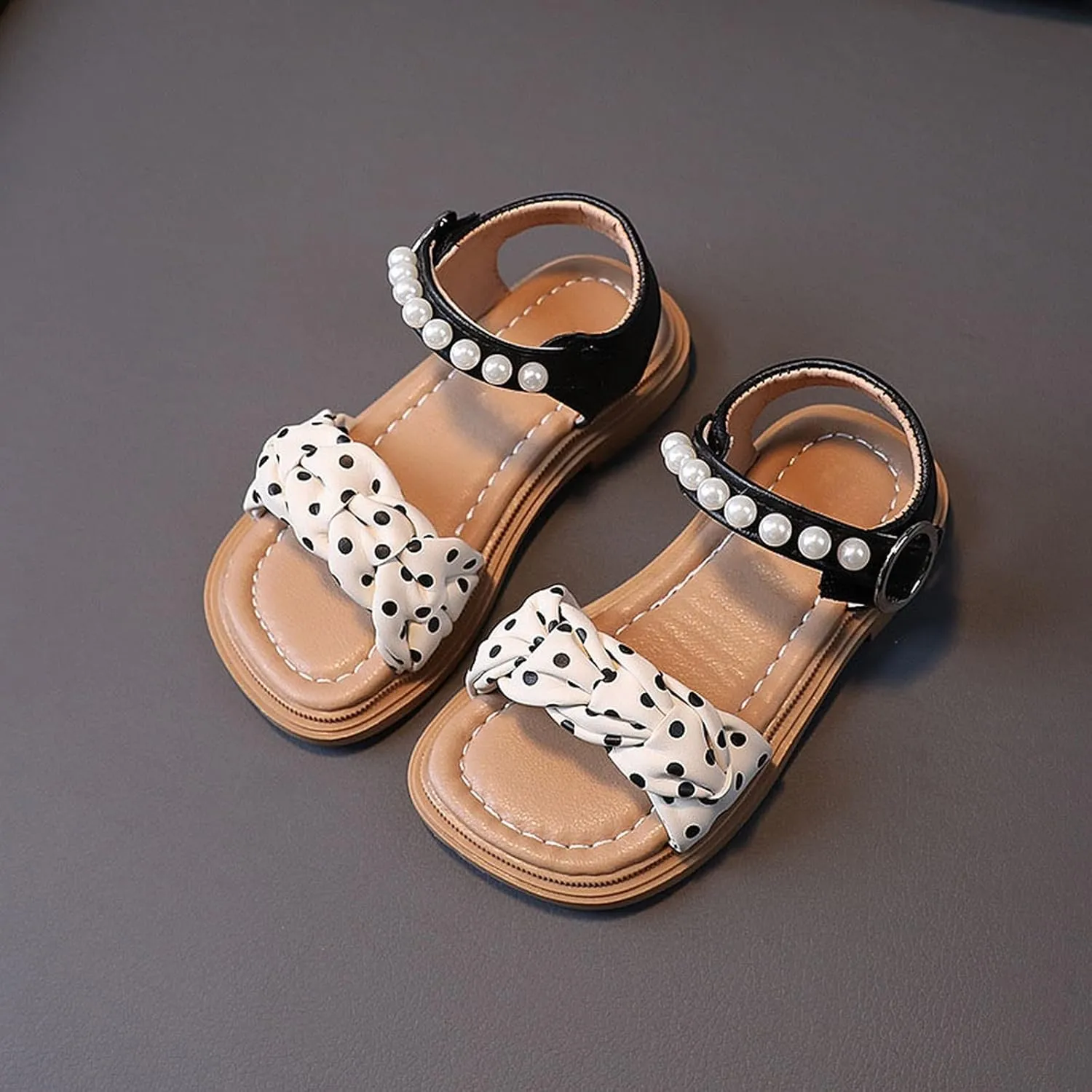 Infant Baby Toddler Girl Casual Buckle Sandal Open Toe Ruffle Dot Bow Flower Dress Soft Sole Beach Shoes